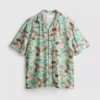 Camisa de pantalón corto con botones y estampado de pájaros