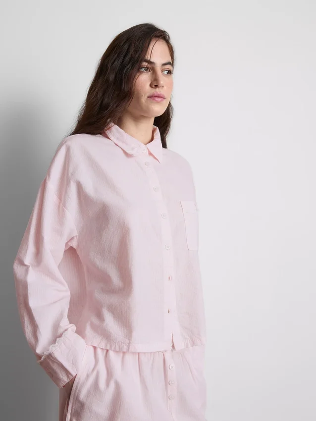 Camisa de pijama de algodón tejido tipo Oxford