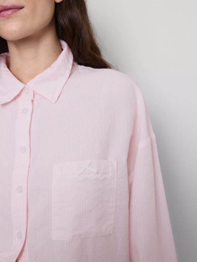 Camisa de pijama de algodón tejido tipo Oxford