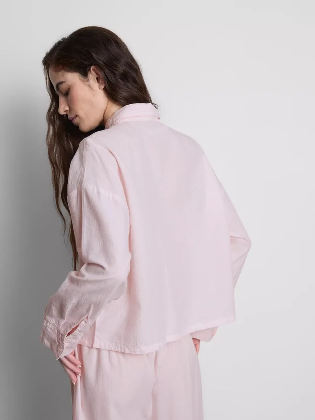 Camisa de pijama de algodón tejido tipo Oxford