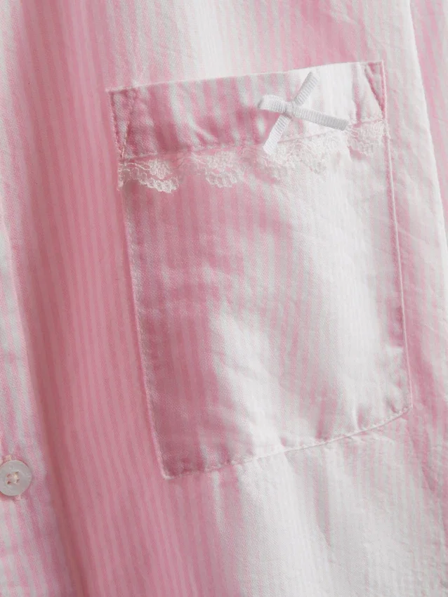 Camisa de pijama de algodón tejido tipo Oxford