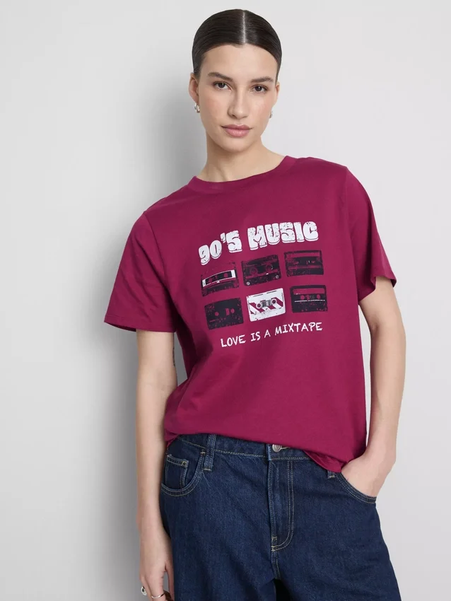 Camisa gráfica de algodón de manga corta