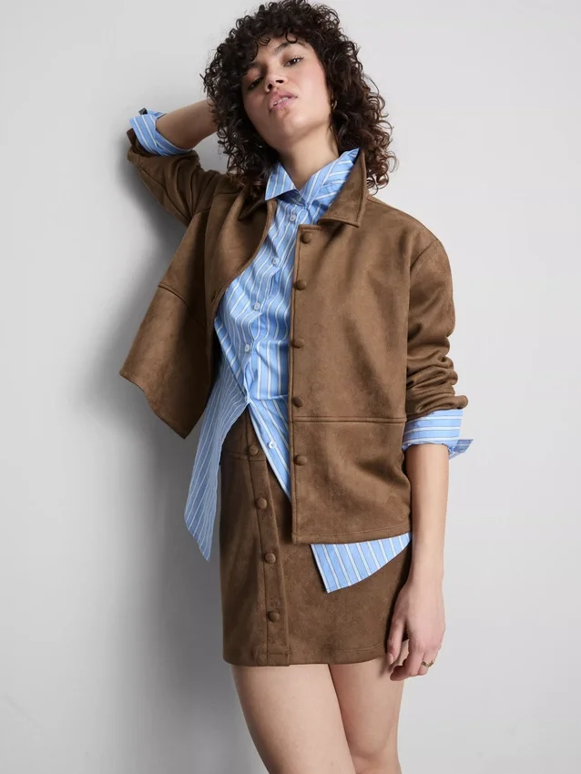 Camisa holgada de imitación de gamuza