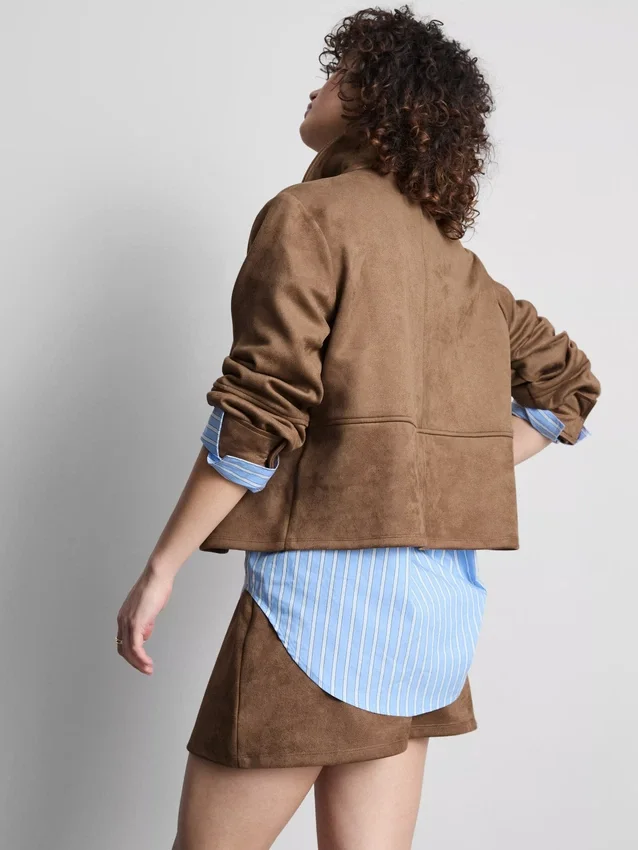 Camisa holgada de imitación de gamuza