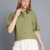 Camisa holgada de manga corta de algodón de primera calidad