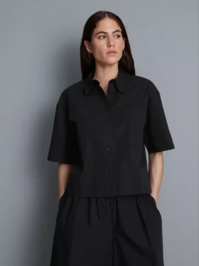 Camisa holgada de manga corta de algodón de primera calidad