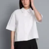 Camisa holgada de manga corta de algodón de primera calidad