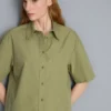 Camisa holgada de manga corta de algodón de primera calidad