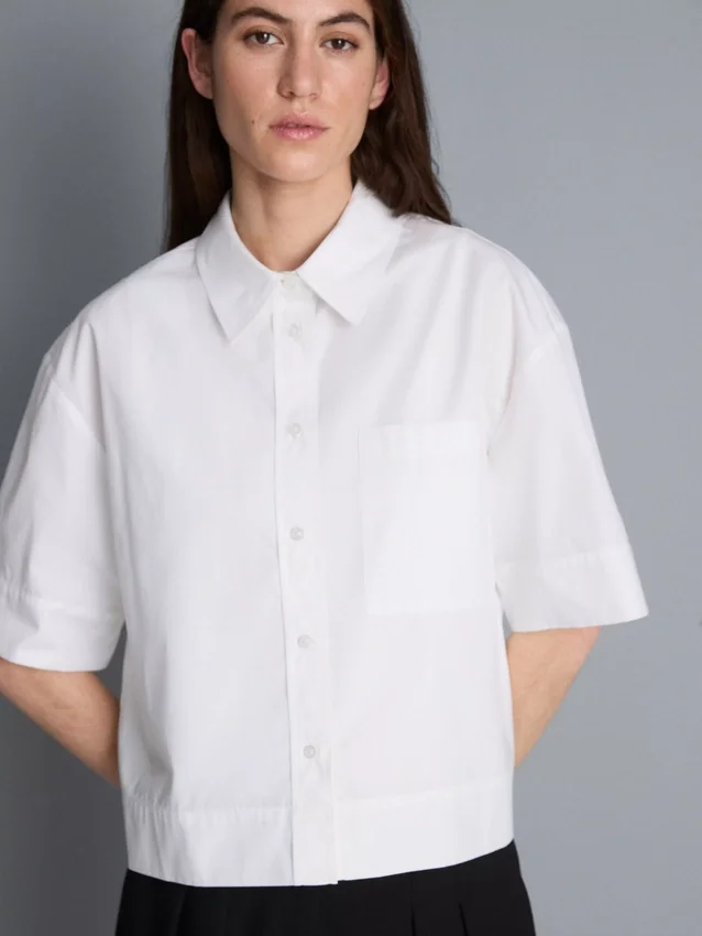 Camisa holgada de manga corta de algodón de primera calidad
