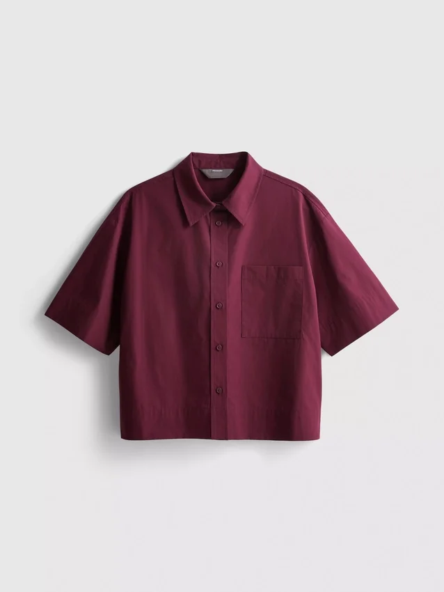 Camisa holgada de manga corta de algodón de primera calidad