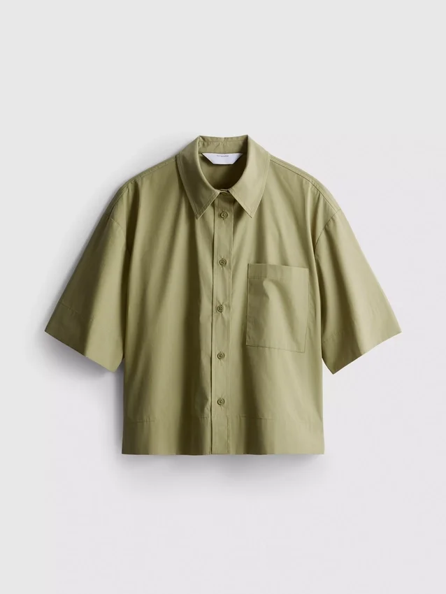 Camisa holgada de manga corta de algodón de primera calidad