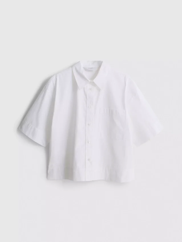 Camisa holgada de manga corta de algodón de primera calidad