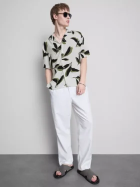Camisas botánicas de manga corta con botones
