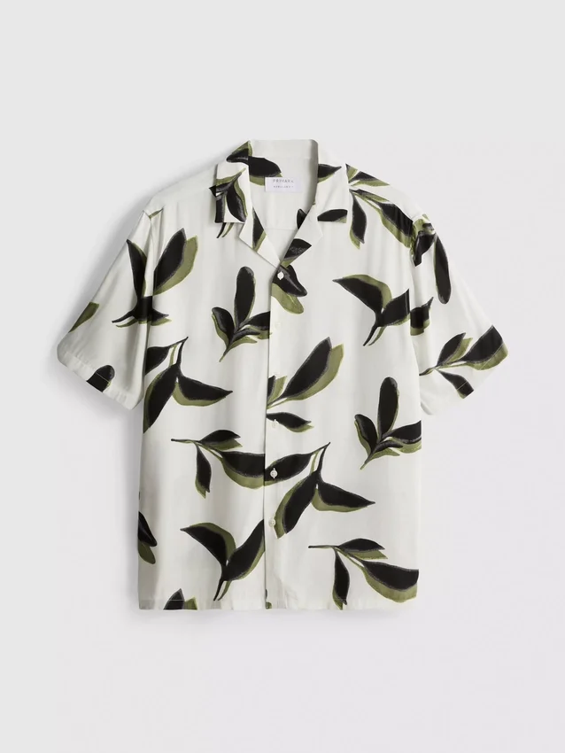 Camisas botánicas de manga corta con botones