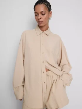 Camisas clásicas de mezcla de algodón con botones