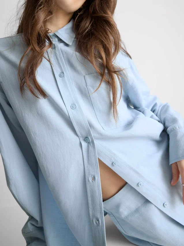 Camisas clásicas de mezcla de algodón con botones