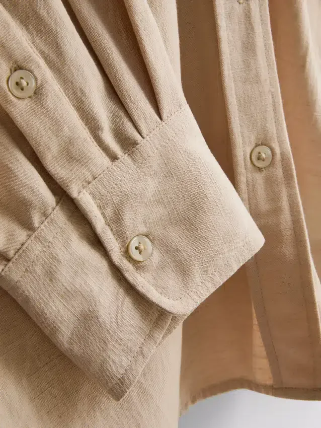 Camisas clásicas de mezcla de algodón con botones