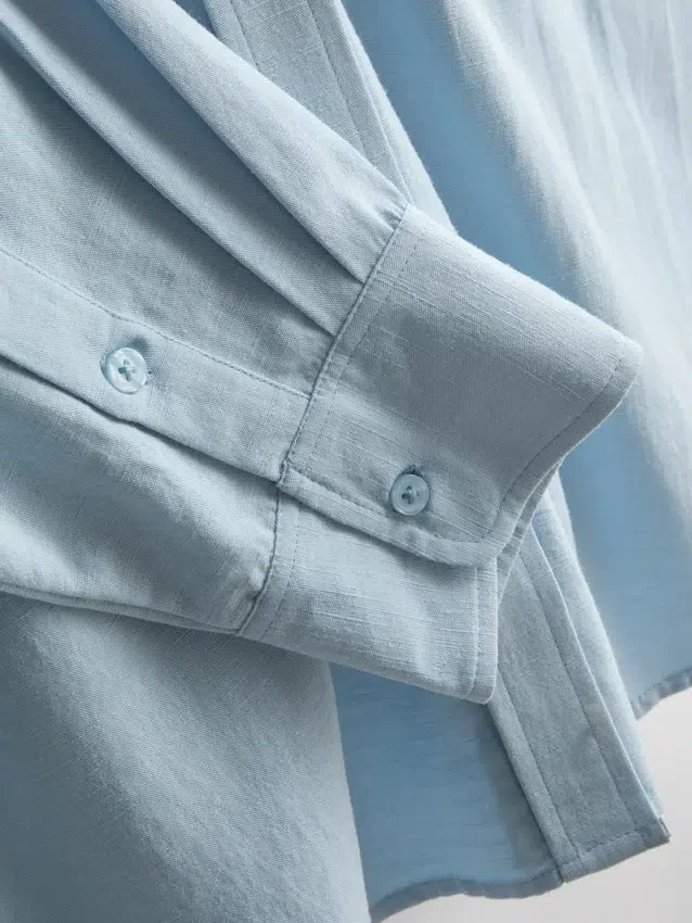Camisas clásicas de mezcla de algodón con botones