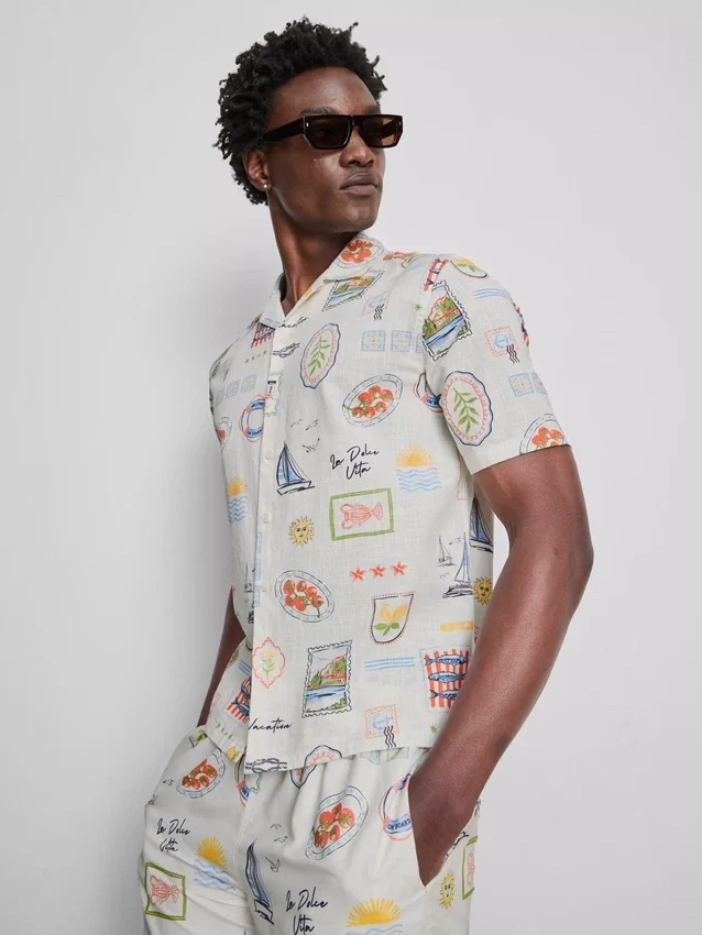 Camisas con cuello rever «Postcard»