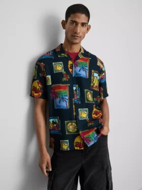 Camisas con estampado «Resort» y cuello revere