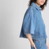 Camisas cortas de corte cuadrado en denim de algodón