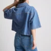 Camisas cortas de corte cuadrado en denim de algodón
