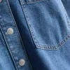 Camisas cortas de corte cuadrado en denim de algodón