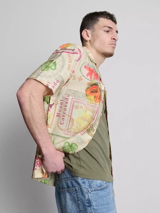 Camisas de manga corta con botones «Tropical Postcard»