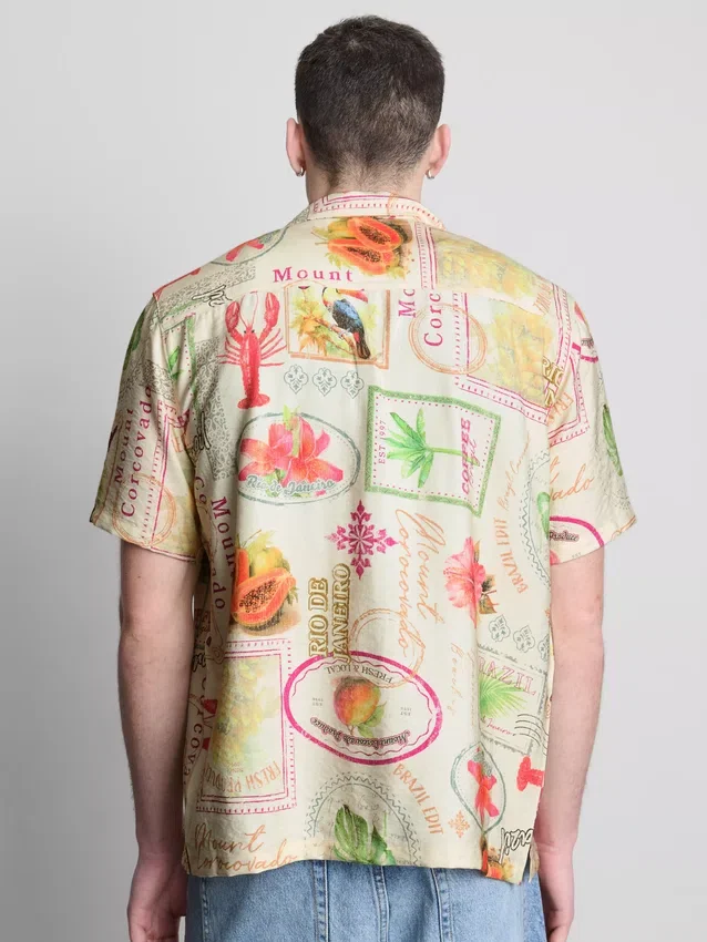 Camisas de manga corta con botones «Tropical Postcard»
