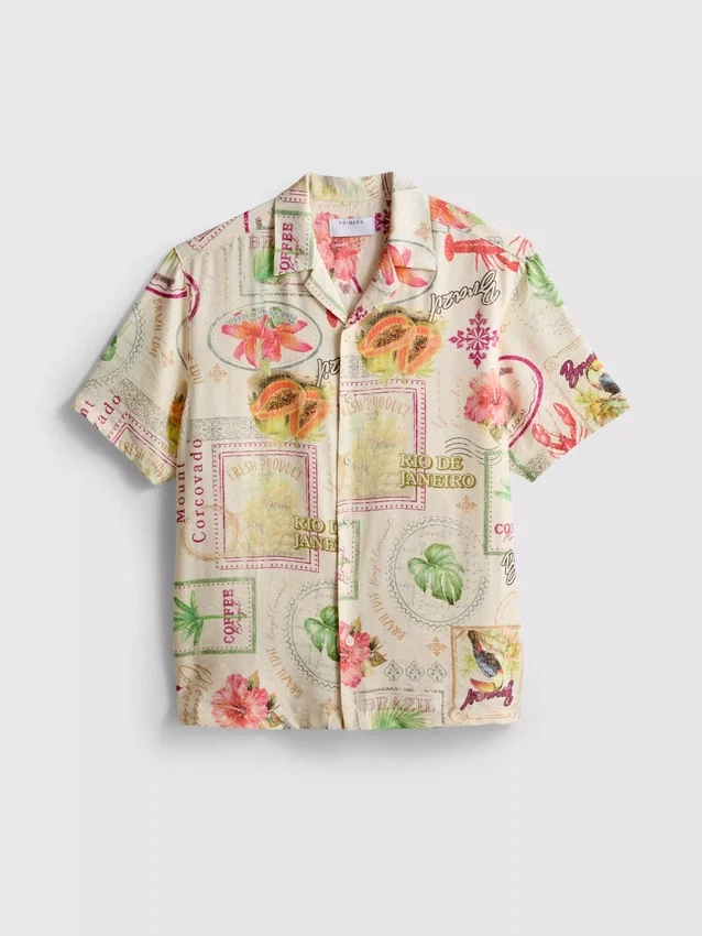 Camisas de manga corta con botones «Tropical Postcard»
