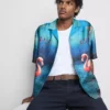 Camisas de manga corta con botones y estampado de flamencos
