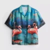 Camisas de manga corta con botones y estampado de flamencos
