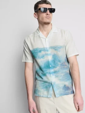 Camisas de manga corta con botones y estampado panorámico