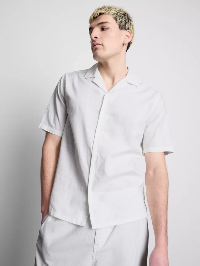 Camisas de manga corta de mezcla de lino
