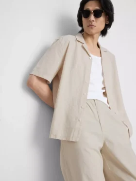 Camisas de manga corta de mezcla de lino