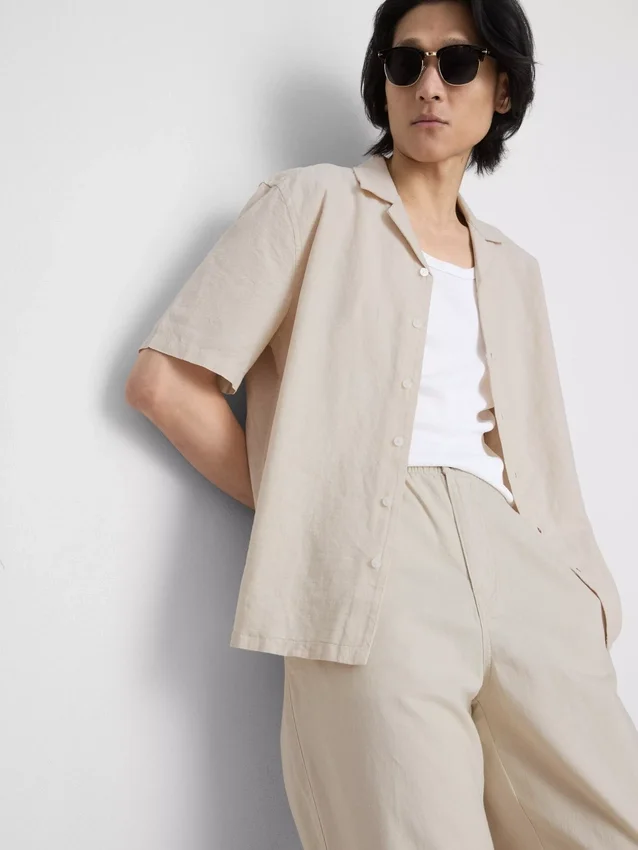 Camisas de manga corta de mezcla de lino