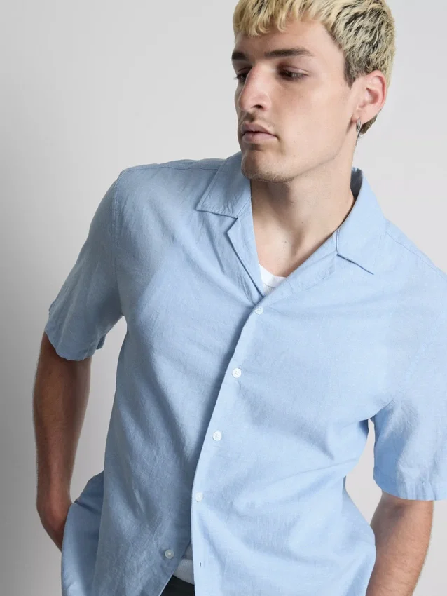 Camisas de manga corta de mezcla de lino