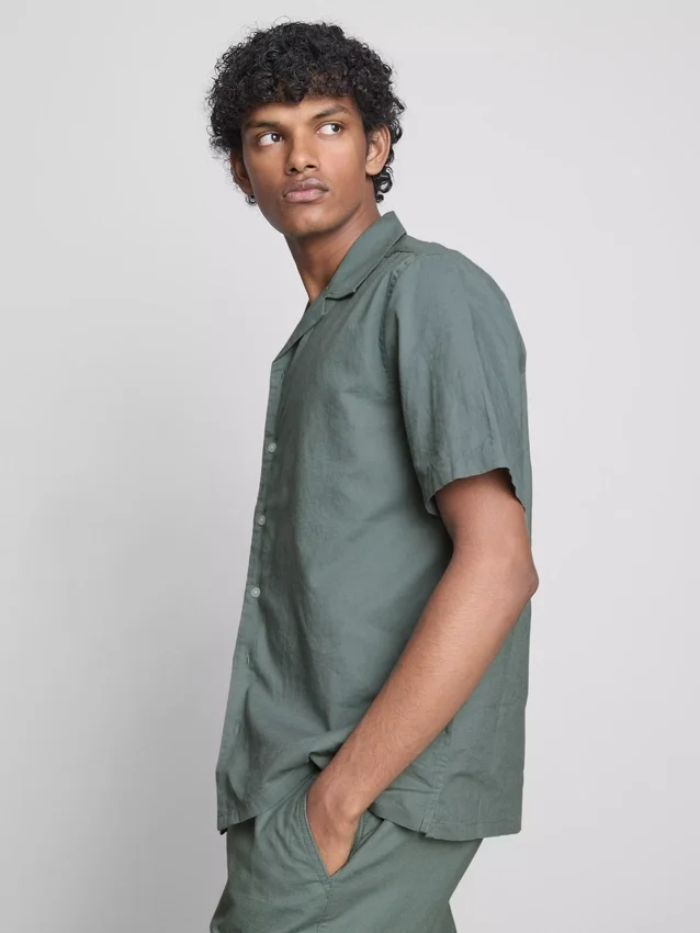 Camisas de manga corta de mezcla de lino
