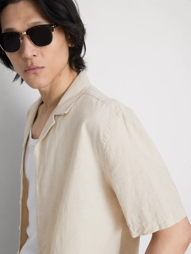 Camisas de manga corta de mezcla de lino