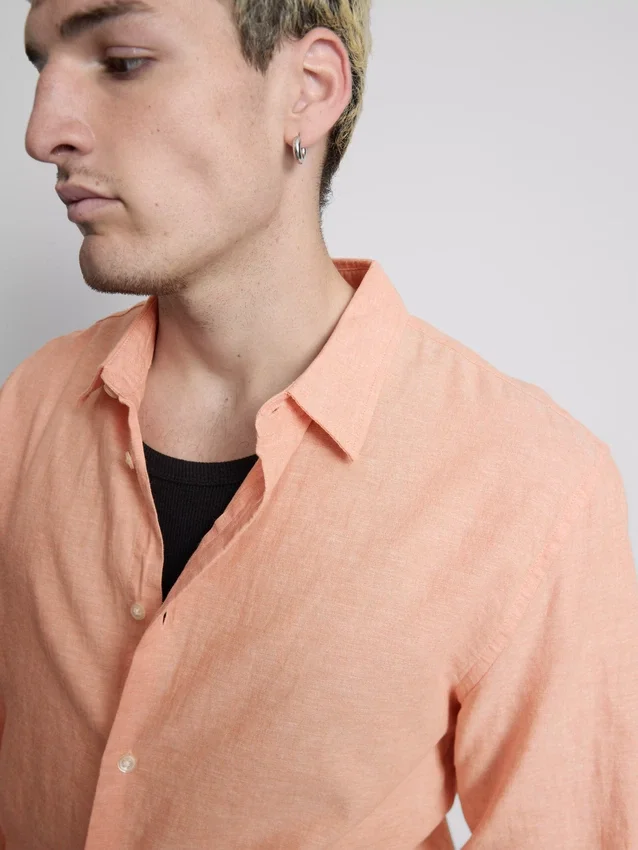 Camisas de manga larga de mezcla de lino