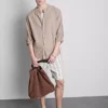 Camisas de mezcla de lino con cuello de abuelo