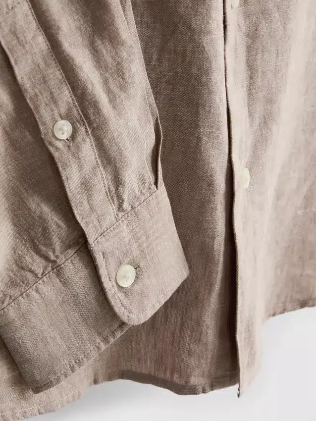 Camisas de mezcla de lino con cuello de abuelo