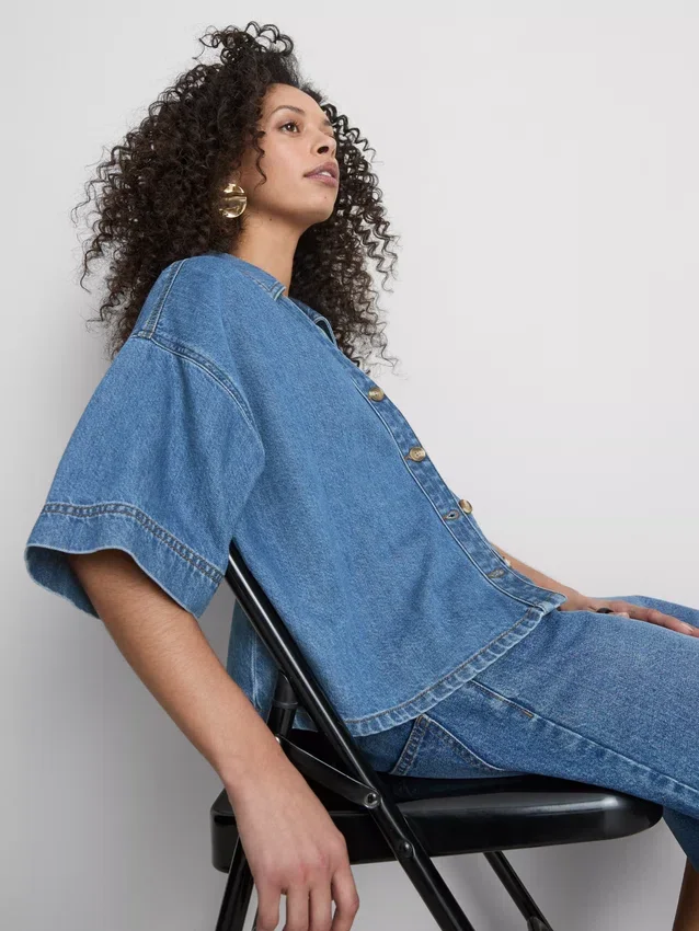 Camisas de mezclilla de manga corta