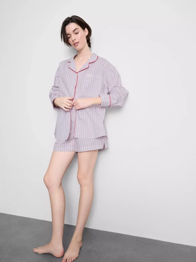 Camisas de pijama de algodón «Desayuno en la cama»