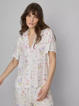Camisas de pijama de pantalón corto con estampado floral