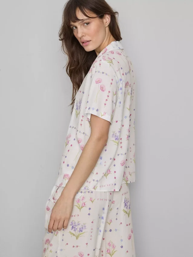 Camisas de pijama de pantalón corto con estampado floral