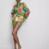 Camisas de playa de algodón estampadas con botones