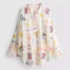 Camisas de playa de algodón estampadas con botones