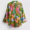 Camisas de playa de algodón estampadas con botones