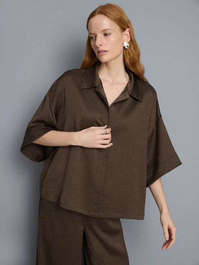 Camisas holgadas de satén texturizado